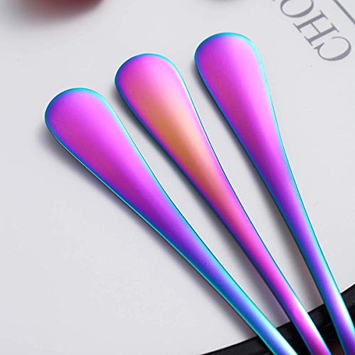 Rainbow Dinner Forks Set Of 4, Berglander Stainless Steel Titanium Mutil-Color Plating Fork Set, Colorful Forks And Spoons Silverware, Table Forks Set Sturdy And Dishwasher Safe #TOP5