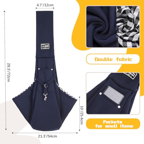 Halinuia Reversibel Kleine Hundetragetasche bis 7KG Angenehm Tragetasche Hund Sicherer mit Karabiner Tragegurt Hunde Umhängetasche für Haustiere für Spaziergänge Aktivitäten im Freien, Blau