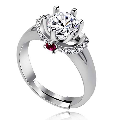 Uloveido 2 pcs Adjustable His and Hers Engagement Ring Set Puzzle Matching Heart Wedding Bands Couples Gifts LB0182