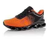 Fusskleidung® Damen Herren Laufschuhe Dämpfung Runners leichte Sportschuhe Orange Schwarz EU 42