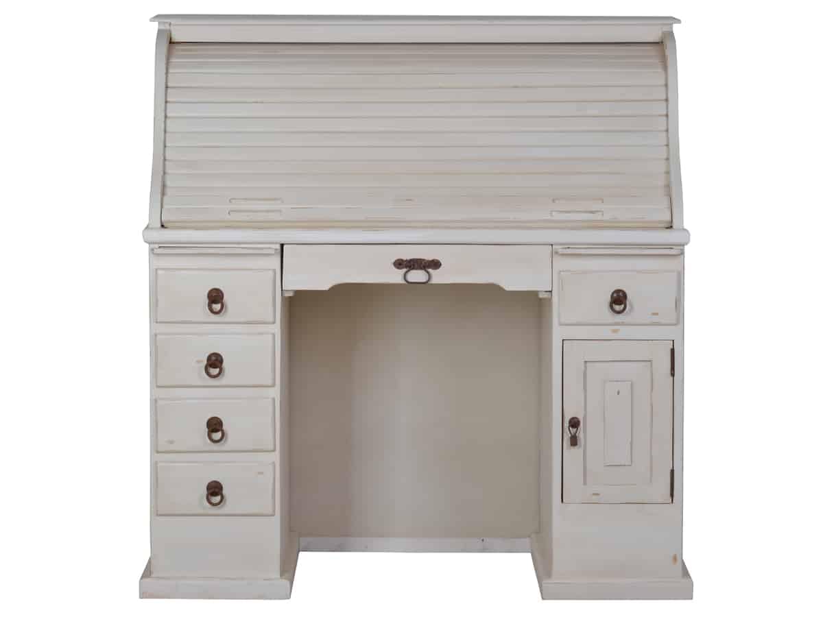 Sekretär Old White 124x125x58 cm Mexico Möbel Landhausstil Massivholz Pinie Weiß