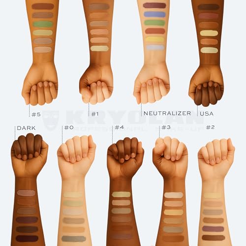 Kryolan Concealer Circle - Full Coverage 6-Color Cream Concealer Palette - Color Corrector For Dark Circles - Hides Redness, Blemishes & Spots - Professional Cream Makeup for All Skin Types