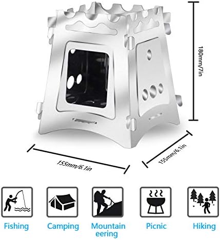 VODA Camping Wood Stove Portable Folding Lightweight Wood Stove Lightweight Backpacking Stove for Outdoor Camping Cooking Traveling Picnic Hunting