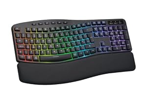 Wireless Ergonomic Keyboard, Backlit Keyboard Silent for PC Laptop, Black