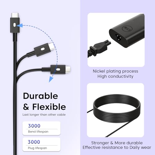 Image of Dell Original 65W USB Type-C Adapter for Laptop, Latitude 5289 5290 7389 7390 7400- Black