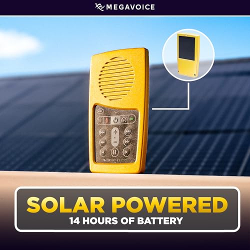 Image of New International Version (NIV) Anglicized by Biblica Narrated by David Suchet MegaVoice Gold Edition Handheld Solar Powered Audio Bible Player with Commentary, Hymns, and FM Radio