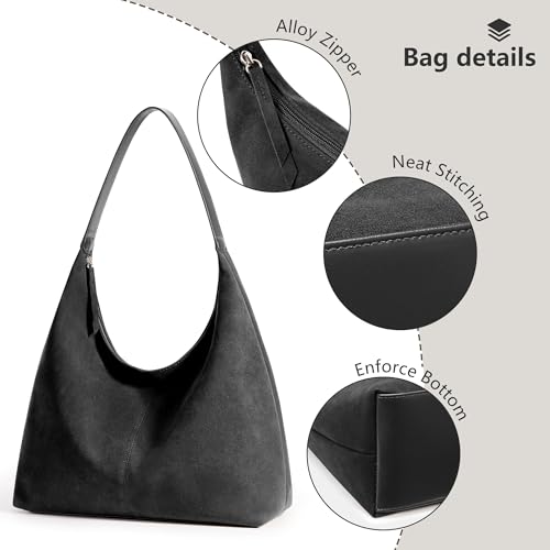 Image of KALIDI Casual Tote Bag Vegan Leather Hobo Zipper Work Bag Weekender Shoulder for Women Shoulder Travel Purse