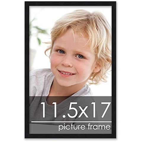 Poster Palooza 11.5x17 Contemporary Black Wood Picture Frame - UV Acrylic, Foam Board Backing, & Hanging Hardware Included! Cover