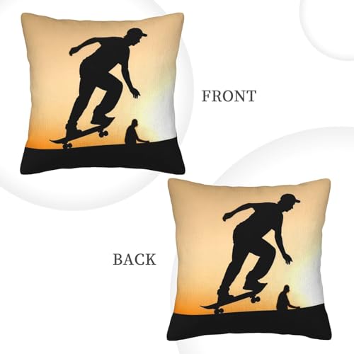 Housse de coussin velours côtelé doux imprimé skateboard fermeture éclair - 5