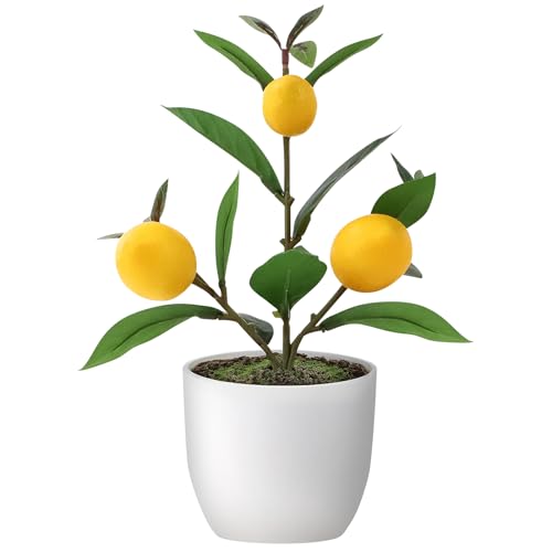 Artificial Lemon Tree Potted, 10.2' Realistic Fake Lemon Plant with Vibrant Fruits & Foliage, UV...