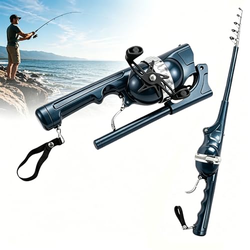 Foldable Fishing Rod Kit with Reel Carbon Fiber Telescopic Compact Pocket Fisherman for Camping Travel Kids & Beginners Easy Carry Outdoor Fishing Gift