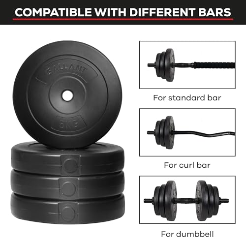 Gallant Weight Plates - 5kg Standard 1 Inch Vinyl Weights Discs 20kg Set For Men Women - Weight Plate Set for Lifting Dumbbells Barbell Home Gym Fitness Training Equipment (Black, 5kg x 4) - Image 3