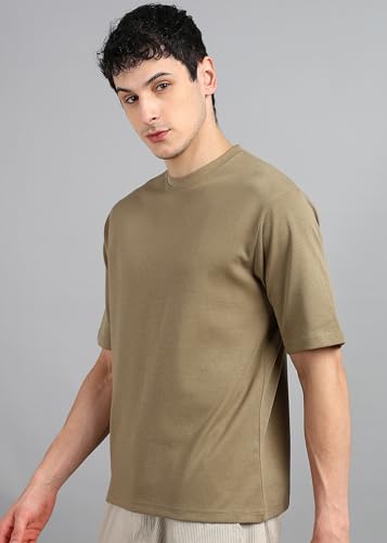 Image of Alan Jones Clothing Men's Oversized Solid T-Shirt | Premium Heavy Fabric | Crew Neck Casual Wear