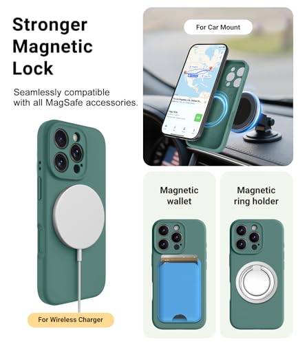Coque silicone iPhone 16 Pro Max OTOFLY vert avec protection Magsafe - 5