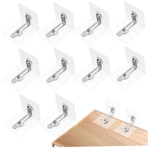 Unomor 12 Pack Drill- Furniture Anchors Safety Straps for Wall Removable Hooks for Cabinet Bookshelf Dresser Improve Stability