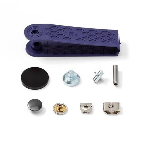 Prym 265811 Hosenhaken Set 13 mm – nähfrei, silber/brüniert – 4 Stück mit Werkzeug – zum Einschlagen – für Hosen & Röcke – passend für VARIO-Zange + Vario Creative Tool