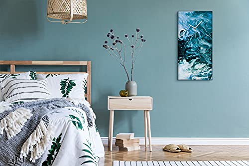 Toile murale abstraite 30x60cm horloge de créateur avec mains blanches