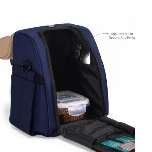 Image of Carriall Nova Lunch Bag for Office /Tiffin Bag for Daily Use, Office, College, School & Picnic | Easy to Clean & Easy to Carry | Spill-Resistant, Detachable Strap | 6.7L | Men & Women | Navy Blue