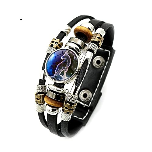 Bracelet Capricorne en cuir vintage tressé main pour femme