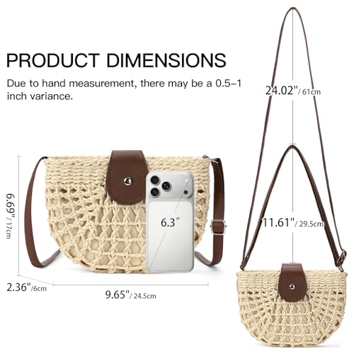 Bolso tejido de paja para mujer, tipo cruzado y tote miniatura 4