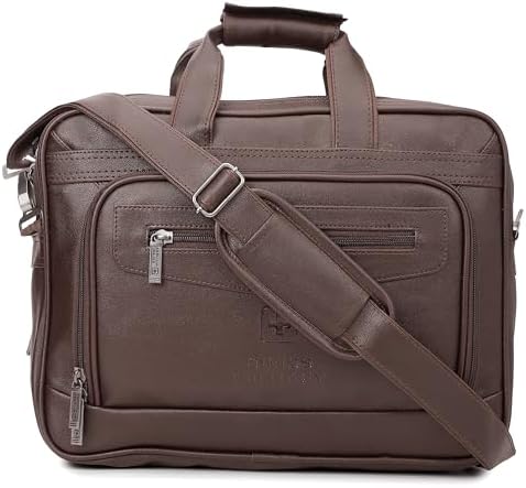 SWISS MILITARY Leather Verbepro Laptop Sling Bag 26L, Fits 15.4" Laptop Messenger Bag, Quick Front Pocket & Detachable Belt | Travel Use Briefcase for Office Business Professional Men & Women Brown