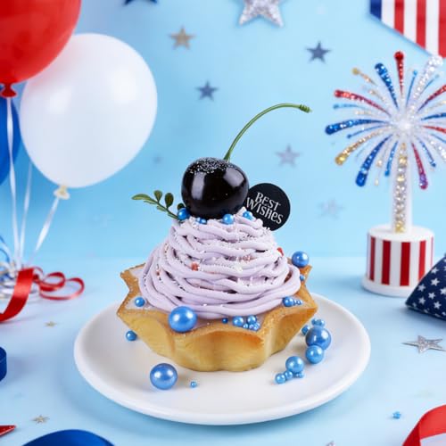 Image of Blue Pearl Sprinkles for Cake Decorating, 4 Sizes Sugar 130g /4.6oz, Cupcake, Ice Cream, Donuts, Macaron Toppings Supplies (2mm, 4mm, 7mm, 1cm)