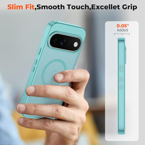 Image of SUPFINE Magnetic for Google Pixel 11 Pro Case - Blue Green | With Screen Protector,Translucent Matte,Built-in Magnets,Military Grade Drop Protection,Shockproof Phone Cover