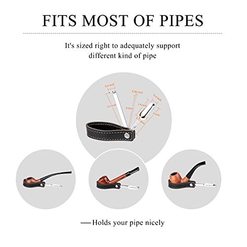 Firedog Pipe Holder, Genuine Leather Tobacco Pipe Stand With Stainless Steel Smoking Pipe Reamer Tamper Tool #TOP3