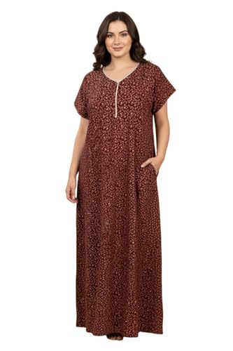 Image of Bahumaan Pure Cotton Nighty for Woman | Maxi Nighty for Women Cotton | Night Gown for Women with Pocket, Ideal for Loungewear