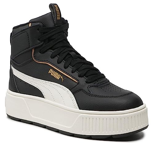 PUMA Women's Puma Karmen Rebelle Mid Puma Black/Warm White/Gold (387213 10) - 10