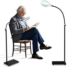Magnifying Glass with Light and Stand,Hands Free Magnifying Lamp with Flexible Gooseneck,Dimmable Magnifier for Reading Repair Close Work Craft