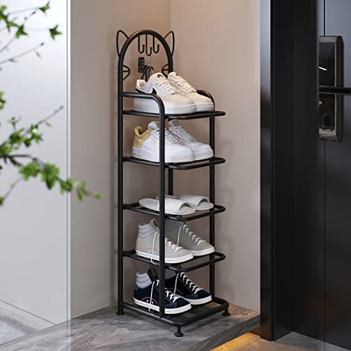 Azerpian Shoe Rack 5 Tier Vertical Storage Organizer Shelf Sturdy Metal Free Standing Shoe Tower Saving Space For Closet Entryway Bedroom Dorm, Black (Black, 5 Tier) #TOP3