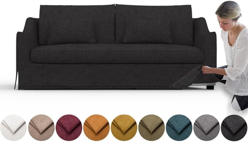 comfortly Cover for Farlov 2-Seat Sofa, Replacement Slipcover, Heavy Duty 6 pcs Cover, Soft Durable Washable Fabric, Easy to Clean & Replace (Crown - Black)