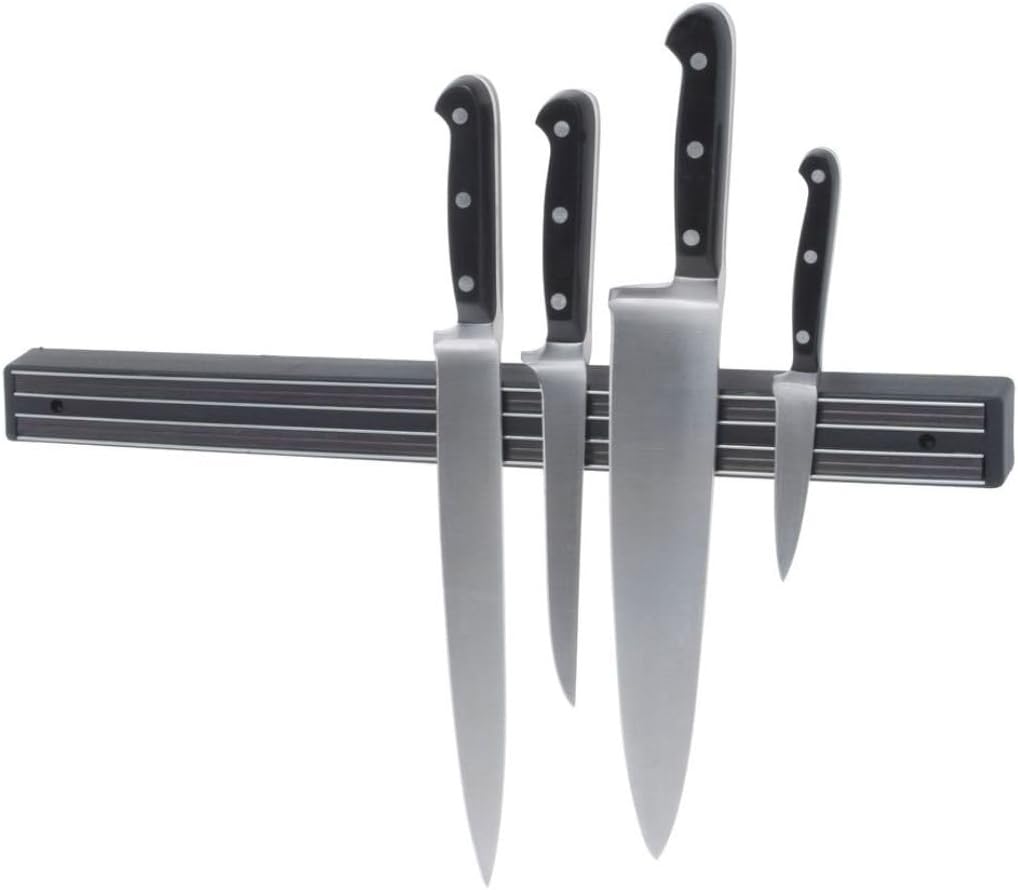 Soro Essentials- 18” Magnetic Knife Rack with Black Plastic Body- Multifunctional Storage Knife Holder Magnetic Knife Strips Knife Bar Knife Holder for Kitchen Utensil Organizer