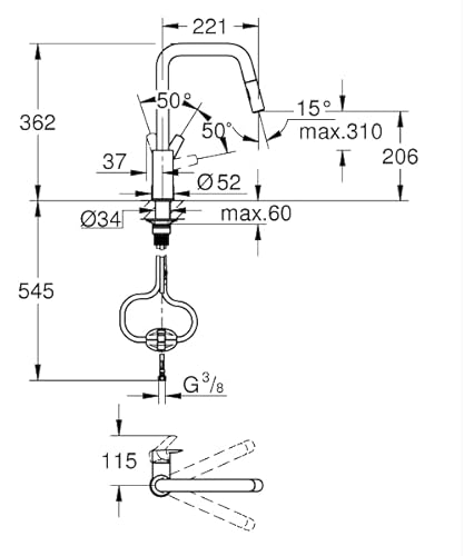 Grohe Start Miscelatore Monocomando Per Lavello, 306312430 - 3