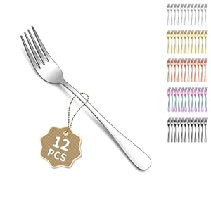 Berglander Set di forchette da tavola da 12pcs da 18cm, set di forchette da cena in acciaio inossidabile per casa, ristorante, pranzo quotidiano, facile da pulire e lavabile in lavastoviglie