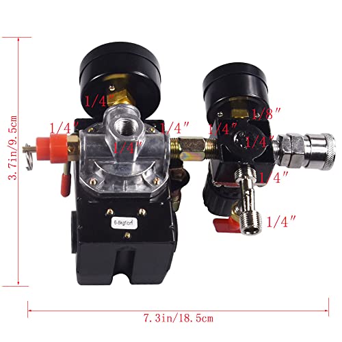 Fbang Air Compressor Pressure Switch With Pressure Regulator, 90-120 Psi Pressure Gauge Accessory Air Compressor Switch #TOP3