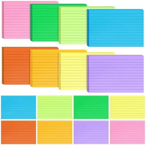 Tecmisse 160 PCS Index Card 4 x 6 Inches, Thick Paper Flash Cards Lined Note Cards Study Cards for School Learning and Office Supplies, 8 Colors Cover