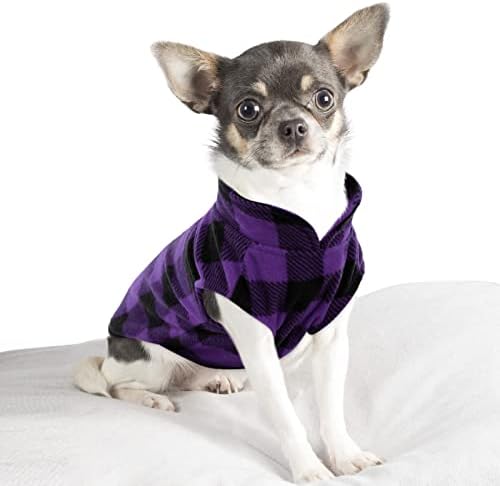 Dog Spring Autumn Winter Coat Dog Pullover Dog Fleece Vest for Cats Small and Medium Dogs Thin Dog Sweater Purple & Black Plaid (Purple, XXS)