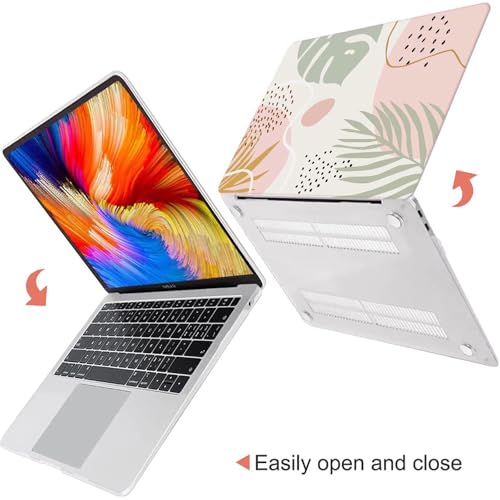Image of Fancity Case Compatible with MacBook Pro 15 Inch with Touch Bar, Slim Rubberized Hard Plastic Case Cover with Keyboard Cover for A1707 A1990 Mac Pro 15 Inch 2016-2019, Flow Leaf