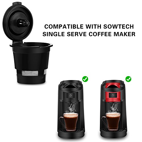 Reusable Ground Coffee Filter, SOWTECH Refillable K Cup Empty Coffee Filter Pod for SOWTECH Brewers Coffee K-cup Machine-Black