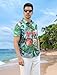 Rioofinx Hawaiian Shirt for Men Short Sleeve Button Down Shirt Casual Tropical Beach Hidden Button Shirts Green Floral