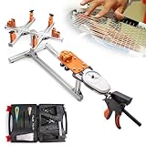 maquina encordar raquetas badminton Herramienta profesional para cuerdas de bádminton: cuenta con un sistema de soporte de raqueta de 6 puntos para estabilizar de forma segura la cabeza de la raqueta durante el encordado, minimizando la deformación. Las garras de fijación de 3 dientes son ideales para cuerdas de alta tensión, asegurando un enhebrado preciso para niveles de tensión de 20 a 32 libras.