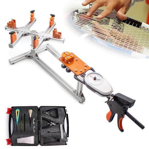 Máquina encordadora de raquetas con estirador de alambre de aleación de aluminio y sistema de montaje de 6 puntos para tenis, bádminton, squash