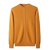 REHJJDFD Pull-cardigan en cachemire pour homme avec fermeture éclair, automne/hiver, épais, chaud, tricoté, Curcuma, S