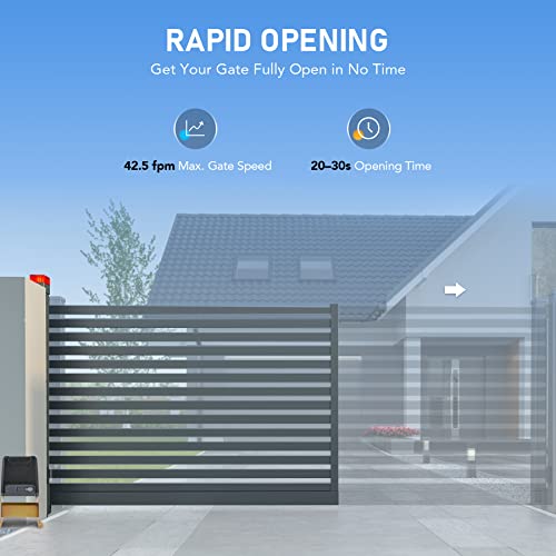 Co-Z Upgraded 3300Lb Sliding Gate Opener, 550W Automatic Gate Opener With Safety Sensor For Doors Up To 40Ft, Chain Driven Driveway Gate Opening System, Complete Gate Opener Kit With Remote Control thumb #7