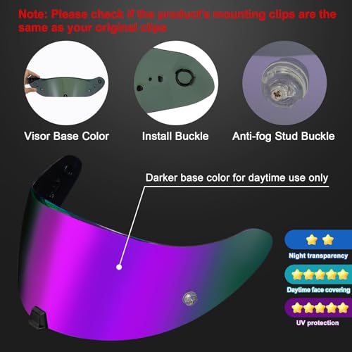 Image of PSLER Shatterproof Motorcycle Helmet Visor for R420,Purple