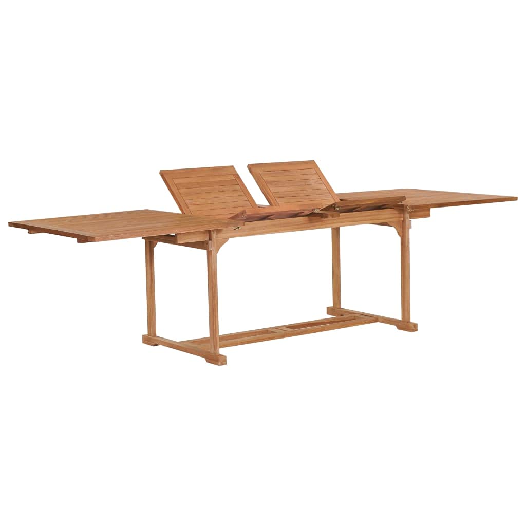 Set di mobili da giardino in teak massiccio, espandibile 180-280 cm, per terrazza, balcone, sedie pieghevoli, set di mobili da esterno