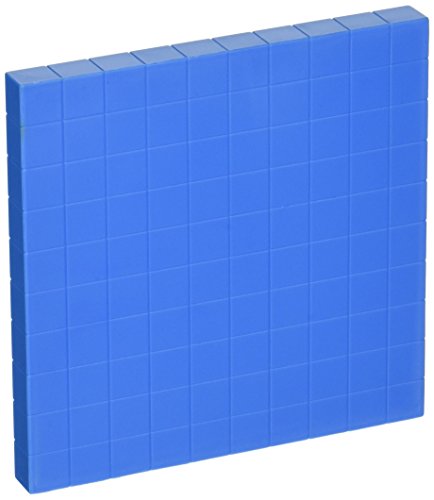 School Smart Base Ten Components Plastic Flats - 1 x 10 x 10 - Pack of 10 - Blue