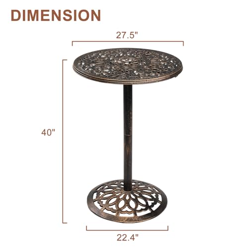 Vingli RIV001 40 Inch Outdoor Bar Table, High Top Table, Cast Aluminum Outdoor Pub Table 40-Inch Height, Round Bar Table Bistro Table For Patio thumb #2